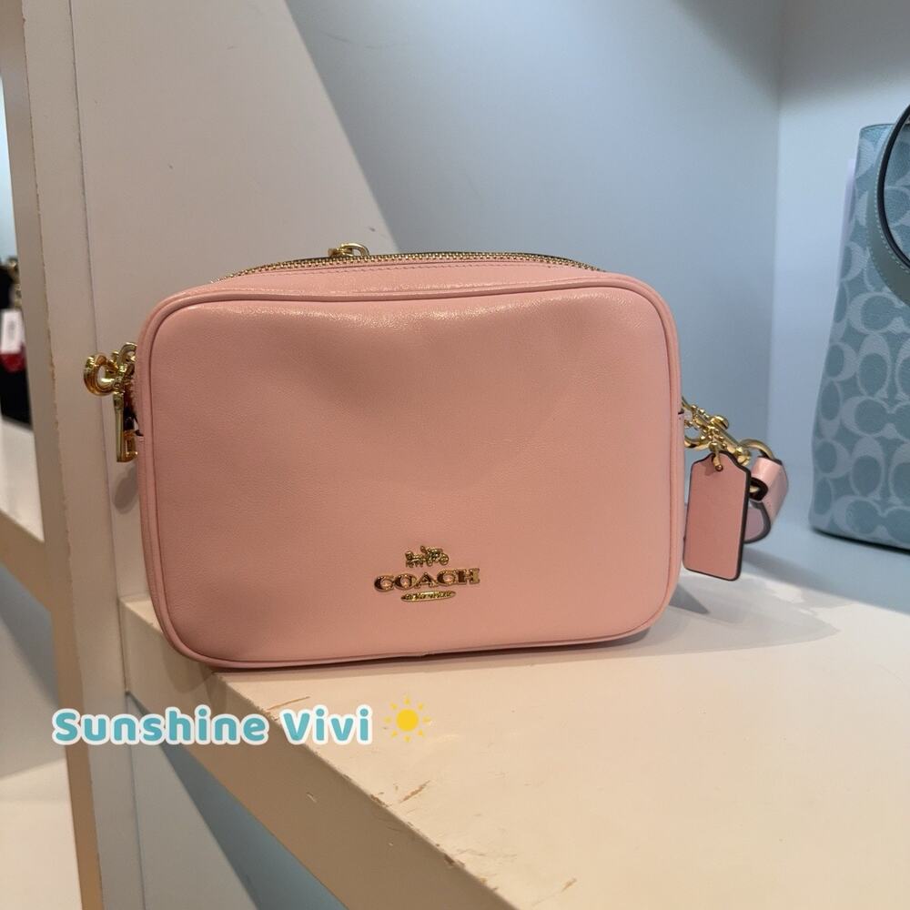NWT Coach Mini Carey Crossbody Bag CEA02 crinkle leather/Gold/Soft Pink